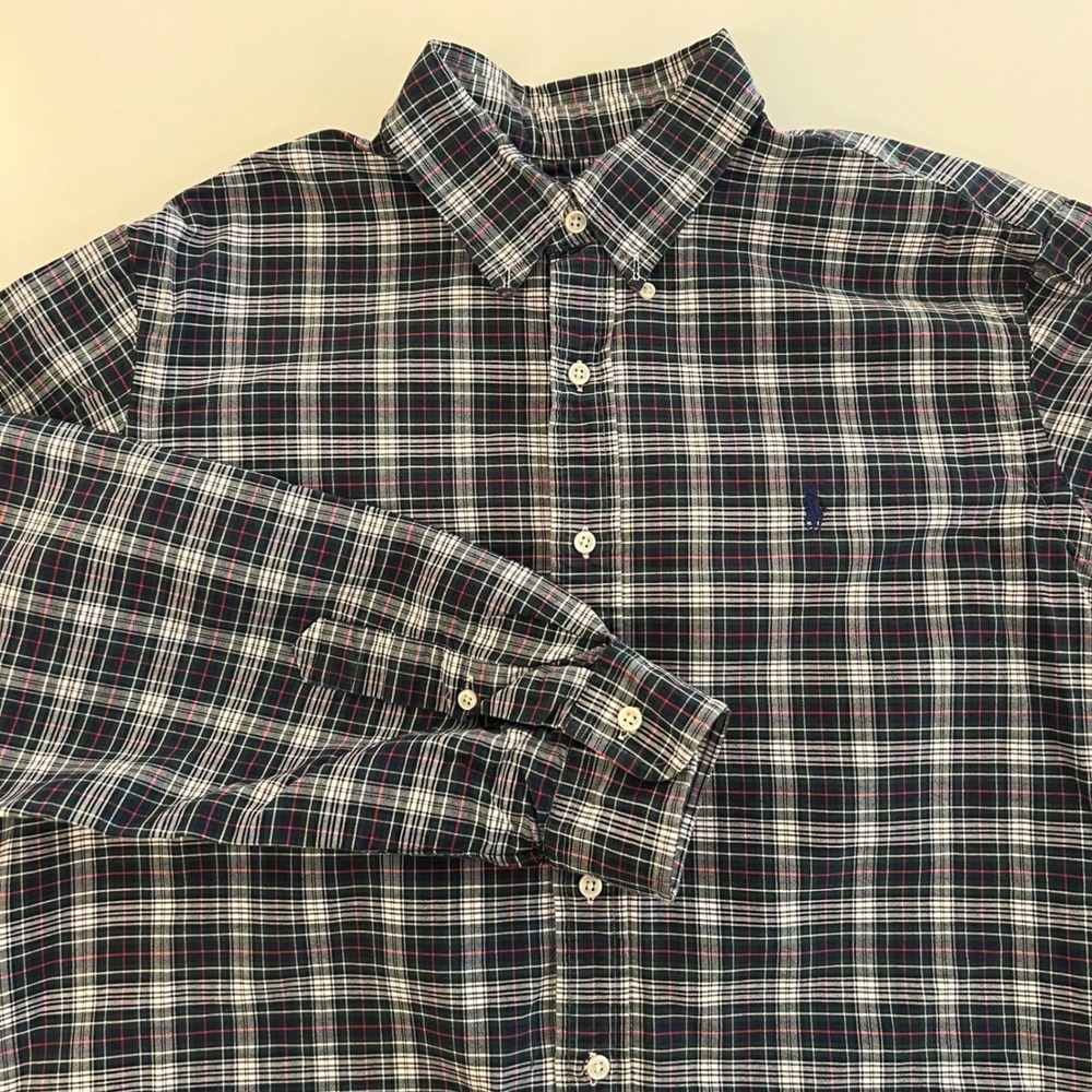 Polo Ralph Lauren Mens XL Green Plaid Button Down Shirt Pony‎ Logo Cotton